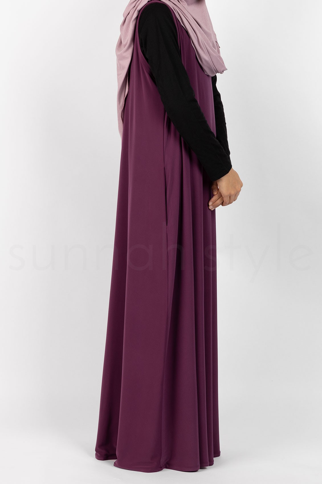 Sunnah Style Girls Sleeveless Jersey Abaya Mulberry